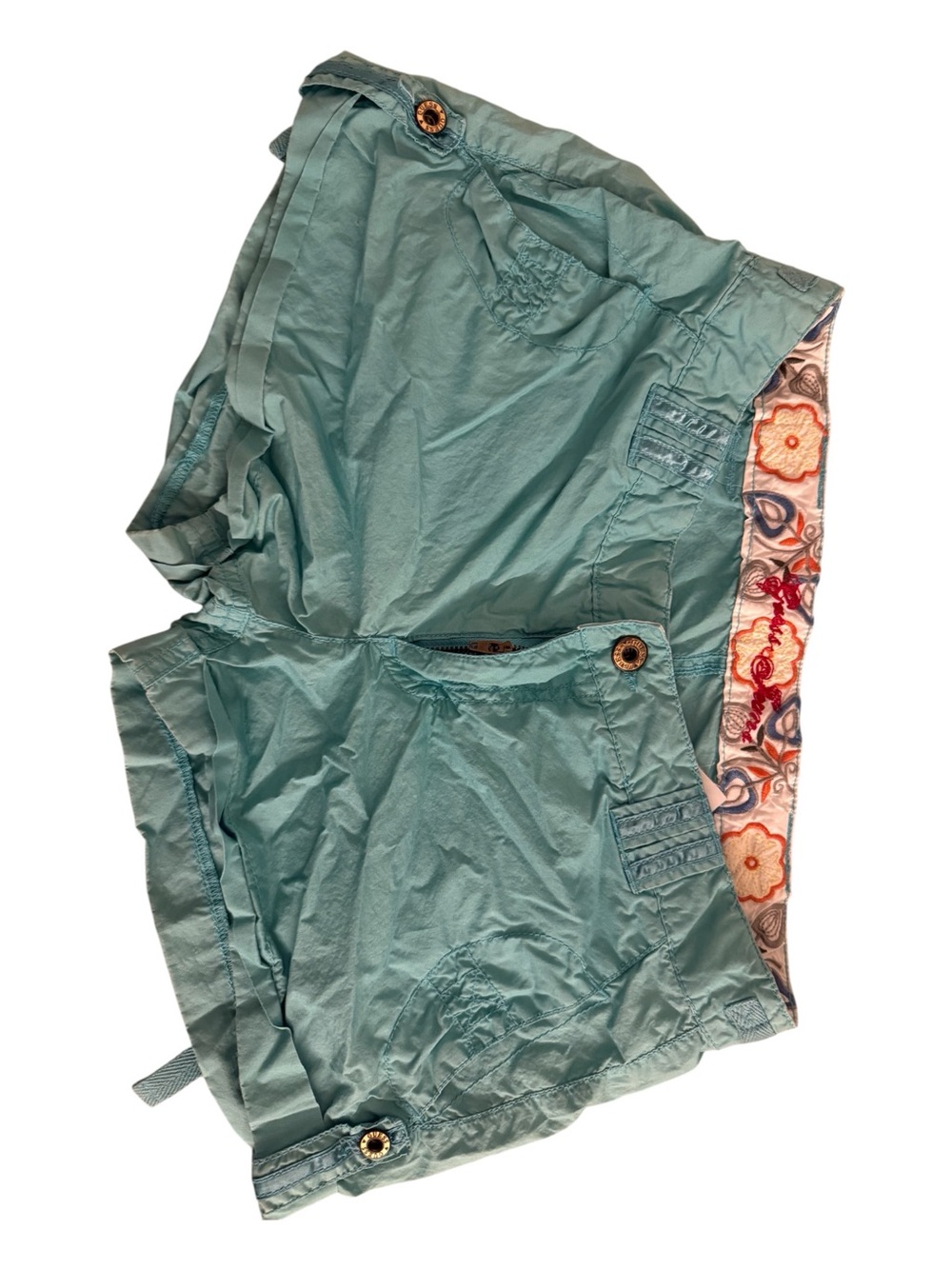Guess Teal Cargo Shorts with Embroidered Trim